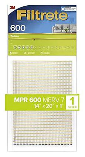 Filtrete 9835 Dust and Pollen Reduction Filter, 20 in L, 14 in W, 8 MERV, 600 um MPR, Synthetic Frame  4 Pack