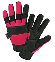 John Deere JD90015/WML All-Purpose Winter Gloves, Womens, L, Hook and Loop Cuff, Foam/Spandex, Black/Pink
