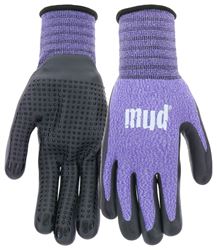 mud MD31011V-W-SM Coated Gloves, Womens, S/M, Knit Cuff, Nitrile Coating, Violet