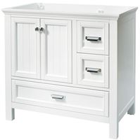 CRAFT + MAIN Brantley Series BAWV3622D Bathroom Vanity, 36 in W Cabinet, 21-1/2 in D Cabinet, 34 in H Cabinet, Wood, White