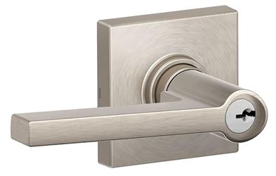 Schlage J Series J54 SOL 619 COL Entry Door Lock with Trim, Lever Handle, Satin Nickel, Zinc, C Keyway, Residential