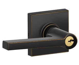 Schlage J Series J54 SOL 716 COL Entry Door Lock with Trim, Lever Handle, Aged Bronze, Zinc, C Keyway, Residential