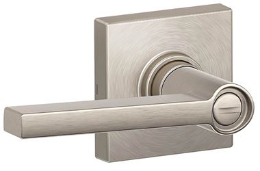 Schlage J Series J40 SOL 619 COL Privacy Door Lockset with Trim, Collins, Solstice Design, Lever Handle, Satin Nickel
