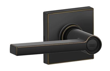 Schlage J Series J40 SOL 716 COL Privacy Door Lockset with Trim, Collins, Solstice Design, Lever Handle, Aged Bronze