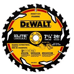 DeWALT ELITE Series DWAW71424B10 Circular Saw Blade, 7-1/4 in Dia, 5/8 in Arbor, 24-Teeth  10 Pack