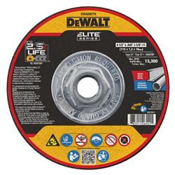 DeWALT ELITE Series DWA8957H Cutting Wheel, 4-1/2 in Dia, 0.045 in Thick, 5/8-11 Arbor, 46 Grit, Ceramic Abrasive