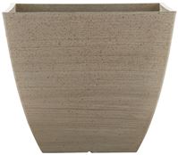 Southern Patio HDR-091660 Newland Planter, 16 in W, 16 in D, Square, Plastic/Resin, White, Stone Aesthetic