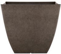 Southern Patio HDR-091677 Newland Planter, 16 in W, 16 in D, Square, Plastic/Resin, Gray, Stone Aesthetic