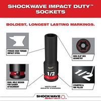Milwaukee SHOCKWAVE Impact Duty Series 49-66-6802 Socket Set, Chrome Molybdenum Steel, Specifications: 1/2 in Drive