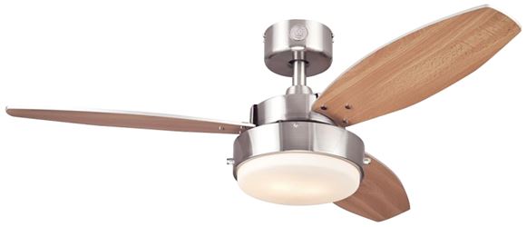 Westinghouse Alloy Series 7221600 Ceiling Fan, Beech/Wengue Blade, 42 in Sweep, MDF Blade, With Lights: Yes