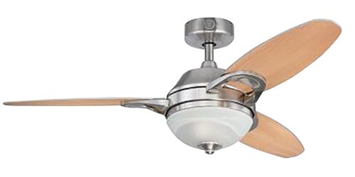 Westinghouse 7224400 Ceiling Fan with Light Fixture, 3-Blade, Beech/Weathered Maple Blade, 46 in Sweep, Plywood Blade