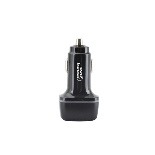 PowerZone U53 Dual USB Car Charger, 12 to 24 V Input, 5 V Output, 2.4 A Charge, Black