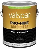 Valspar Pro-Hide Gold Ultra 6600 028.0066000.007 Latex Paint, Acrylic Base, Satin Sheen, Super One Coat White, 1 gal, Pack of 4