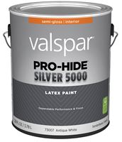 Valspar Pro-Hide 7300 Series 028.0073007.007 Interior Paint, Semi-Gloss Sheen, Antique White, 1 gal, Pack of 4