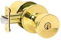 Dexter J Series J54VBYR605 Entry Knob, Brass, Metal, C Keyway, Residential, 3 Grade, Turnbutton