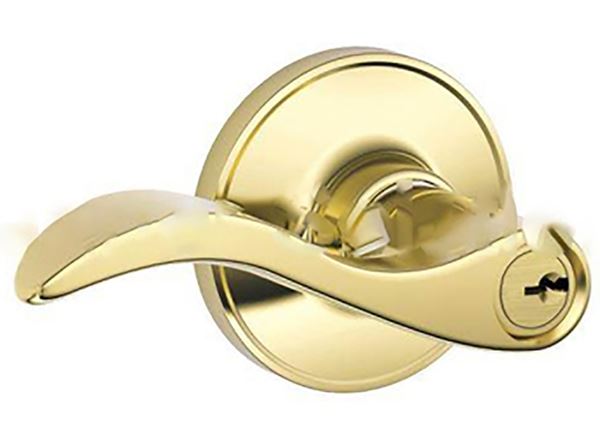 Schlage J Series J54 V SEV 605 Entry Door Lock, Lever Handle, Bright Brass, Metal/Zinc, C Keyway, Residential, 3 Grade