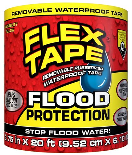 FLEX TAPE Flood Protection RTSYELR0420 Tape, 20 ft L, 3.75 in W, Rubber Backing, Yellow