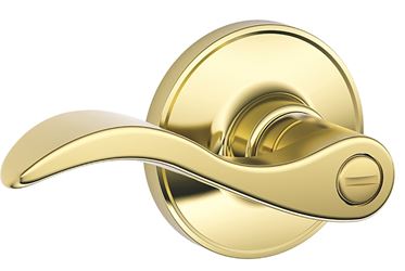 Schlage J Series J40 V SEV 605 Privacy Door Lockset, Seville Design, Lever Handle, Bright Brass, Metal/Zinc, Turnbutton