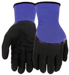 WEST CHESTER 93056/M Dipped Gloves, Mens, M, Elastic Knit Wrist Cuff, Nitrile Coating, Polyester Glove, Black/Blue