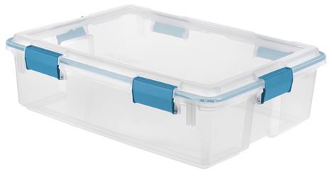 Sterilite 19314304 Gasket Box, 37 qt, Latches Locking, Plastic, Blue Aquarium