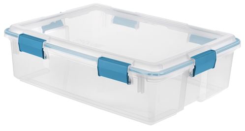 Sterilite 19314304 Gasket Box, 37 qt, Latches Locking, Plastic, Blue Aquarium