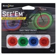 Nite Ize SeeEm Series NSE-A1-4R3 Spoke Light, Plastic, Blue/Green/Red