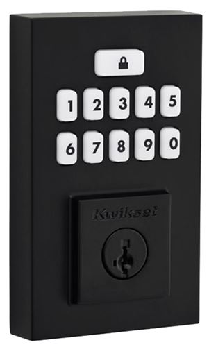 Kwikset 260 Series 9260 CNT 514 SMT RBP Smartcode Deadbolt, 2 Grade, Keyed One-Side Key, Matte Black, KW1 Keyway