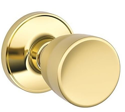 Dexter J Series J10 BYR 605 Hall and Closet Passage Lock, Knob Handle, Brass, Brass, 2-3/8 to 2-3/4 in Backset
