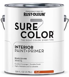 RUST-OLEUM Sure Color 380215 Interior Wall Paint, Flat Sheen, White, 1 gal, Can, 400 sq-ft Coverage Area  2 Pack