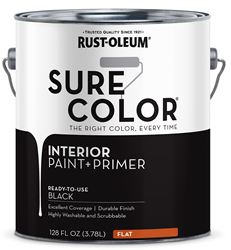 RUST-OLEUM Sure Color 380216 Interior Wall Paint, Flat Sheen, Black, 1 gal, Can, 400 sq-ft Coverage Area  2 Pack