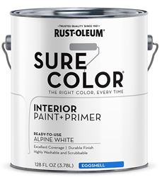 RUST-OLEUM Sure Color 380219 Interior Wall Paint, Eggshell Sheen, Alpine White, 1 gal, Can, 400 sq-ft Coverage Area  2 Pack