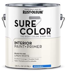 RUST-OLEUM Sure Color 380220 Interior Wall Paint, Eggshell Sheen, Linen White, 1 gal, Can, 400 sq-ft Coverage Area  2 Pack