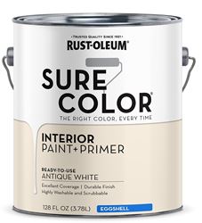 RUST-OLEUM Sure Color 380221 Interior Wall Paint, Eggshell Sheen, Antique White, 1 gal, Can, 400 sq-ft Coverage Area  2 Pack