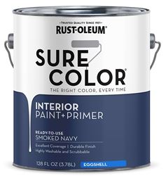 RUST-OLEUM Sure Color 380226 Interior Wall Paint, Eggshell Sheen, Smoked Navy, 1 gal, Can, 400 sq-ft Coverage Area  2 Pack
