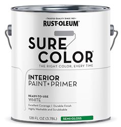RUST-OLEUM Sure Color 380227 Interior Wall Paint, Semi-Gloss Sheen, White, 1 gal, Can, 400 sq-ft Coverage Area  2 Pack