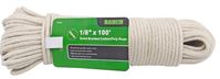 BARON 14200 Rope, 1/8 in Dia, 100 ft L, 18 lb Working Load, Cotton, White