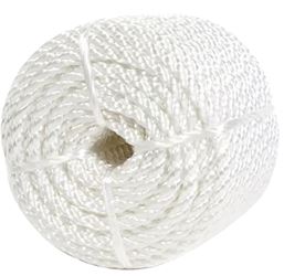 BARON 63801 Rope, 1/4 in Dia, 100 ft L, 149 lb Working Load, Nylon, White