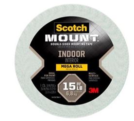 Scotch-Mount 110H-LONG-DC Mounting Tape, 350 in L, 3/4 in W, Foam Backing, White 
