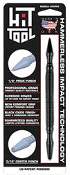 HIT TOOL CP0PP0 Prick Punch and Center Punch, 1/8, 3/16 in Tip, 7 in L, Steel, Black-Oxide
