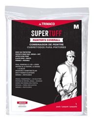 Trimaco SuperTuff 9901 Painters Coveralls, M, Zipper Closure, Polypropylene, White  