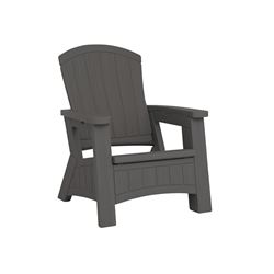 Suncast BMAC1000PD Adirondack Chair with Storage, 30 in W, 32-1/2 in D, 38-1/2 in H, Resin Seat, Wood Frame
