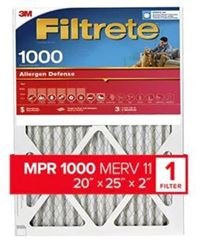 Filtrete Allergen Defense Series NADP03-2IN-4 Air Filter, 25 in L, 20 in W, 11 MERV, 1000 MPR, Polypropylene Frame  4 Pack