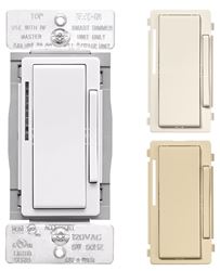 EATON WACD-C2-SP-L Smart Accessory Dimmer, 1 -Pole, 3 -Way, 120 VAC, 60 Hz, Wi-Fi, Light Almond/Ivory/White  