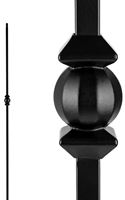 Nuvo Iron SQI1BS Single Ball and Sphere Stair Baluster, 44 in H, 1/2 in W, Square, Steel, Black