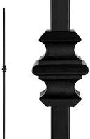 Nuvo Iron SQI1C Single Collar Stair Baluster, 44 in H, 1/2 in W, Square, Steel, Black, Powder-Coated/Semi-Matte
