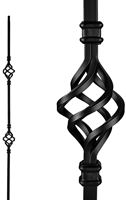 Nuvo Iron SQI2B Double Basket Stair Baluster, 44 in H, 1/2 in W, Square, Steel, Black, Powder-Coated/Semi-Matte