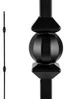Nuvo Iron SQI2BS Double Ball and Sphere Stair Baluster, 44 in H, 1/2 in W, Square, Steel, Black
