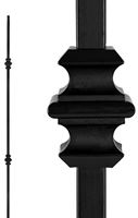 Nuvo Iron SQI2C Double Collar Stair Baluster, 44 in H, 1/2 in W, Square, Steel, Black, Powder-Coated/Semi-Matte