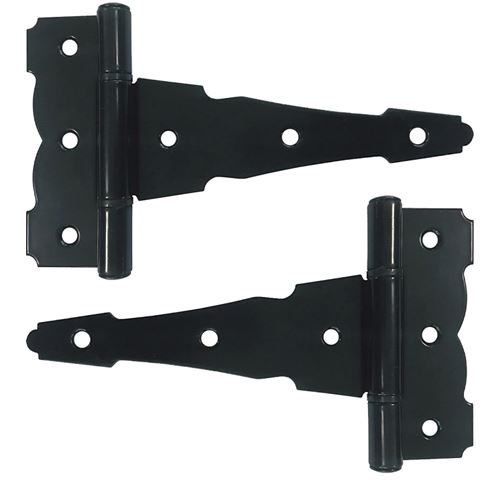 Nuvo Iron HDTH6BLK Heavy-Duty Decorative Tee Hinges, Steel, Black, Galvanized/Powder-Coated Satin, Screw Mounting