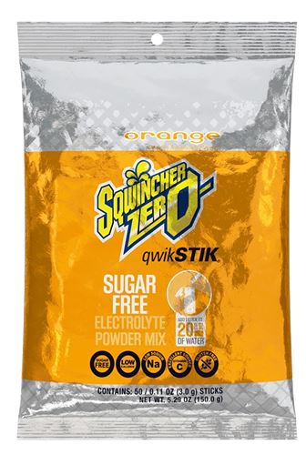 Sqwincher Qwik Stik ZERO Series 159060100 Drink Mix, Sugar-Free, Powder, Orange Flavor, 0.11 oz Stick  10 Pack